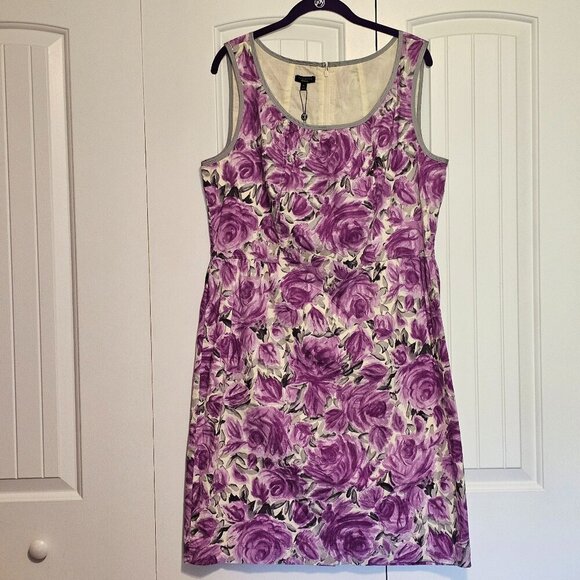NWT Women's Talbots Floral Sleeveless Sheath Dress Purple‎ Cream Gray Size 16 - Picture 1 of 6